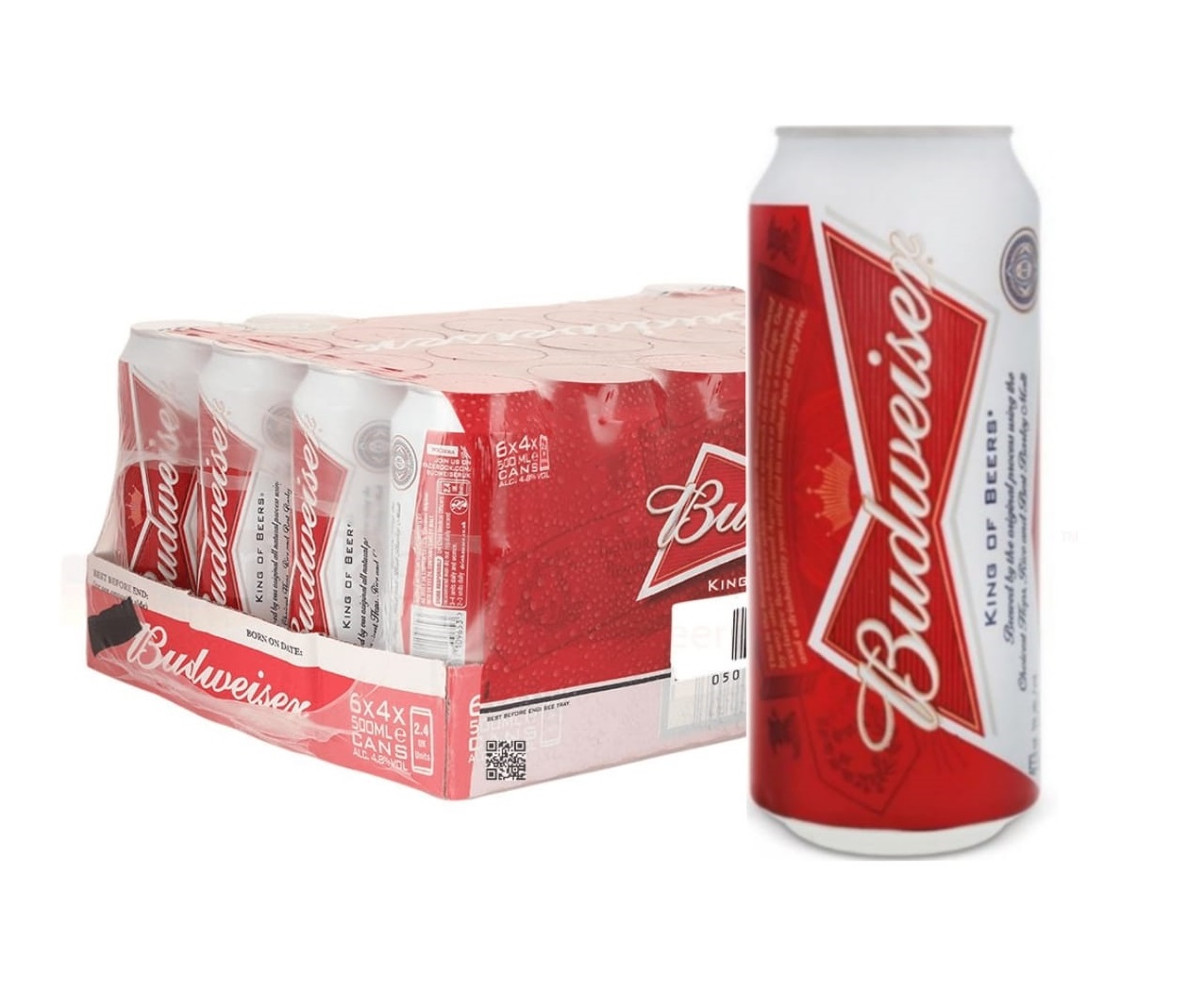 BUDWEISER 24×500ML 4.8% BUDWEISIER 24X500ML JUN - Image 1