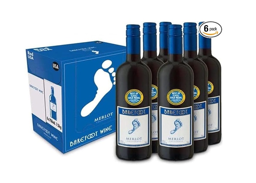 Barefoot Merlot, Californian Red Wine, 6 x 750ml bottles BAREFOOT MERLOT 6X75CL 13.5% - Image 1
